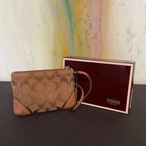 Coach Logo Tan Wristlet